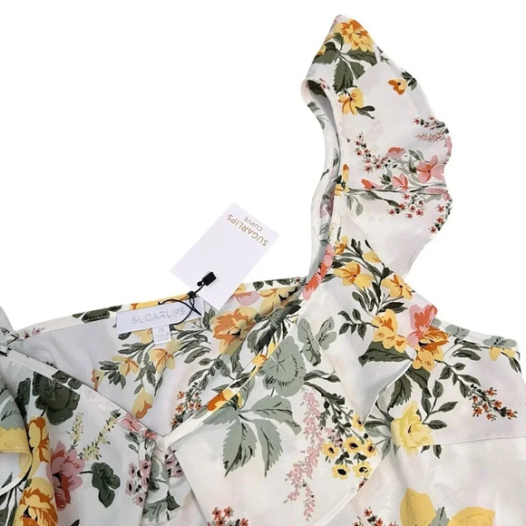 Sugarlips Floral Flutter Strap Tropical Print Top 2X - Picture 4 of 6